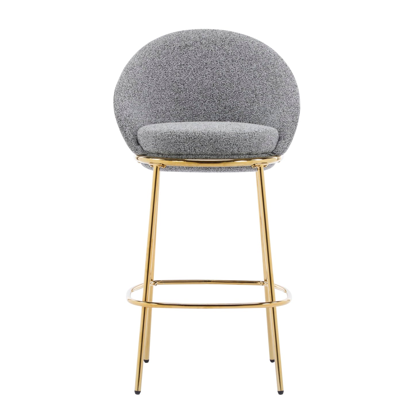 Christopher Knight Home Dudley Barstool Set of 2, Metal Bar Stools for Kitchen Island, Boucle Fabric Accent Chair for Bar Table, Modern Counter Stools with Footrest and Backrest, Gray and Gold