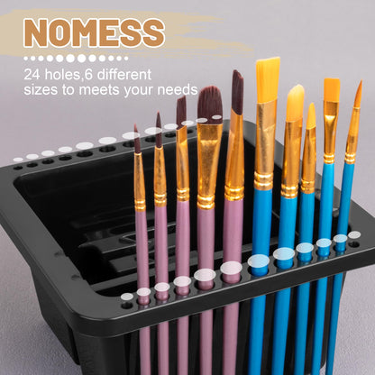 MyLifeUNIT Paint Brush Cleaner, Paint Brush Holder and Organizers for Acrylic, Watercolor, and Water-Based Paints (Black)