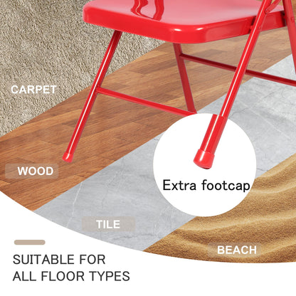 VECELO Metal Folding Chairs 4 Pack, Double Hinged Steel Frame Easy Foldable&Stackable for Office Kitchen Dinning Wedding Patio and Garden,Classic Red,Set of 4
