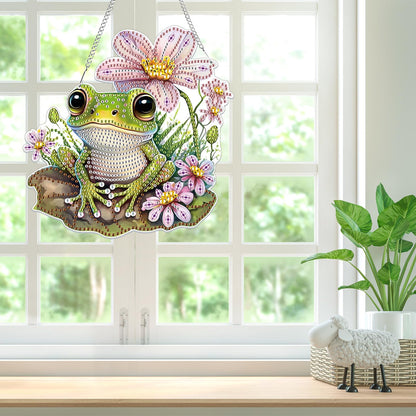Bowetile Frog Diamond Art Hanging Kits for Adults, 5D Special Shape Diamond Painting Pendant Kits, Animal Gem Art Suncatchers Painting Ornament for Home Garden Wall Decor
