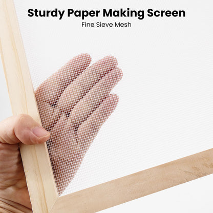 Caydo 3 Pieces Paper Making Frame Kit, Papermaking Mould and Deckle with Mesh, Absorbent Paper and Sponge for Adults Supplies(5 x 7 Inches, 7.5 x 9.8 Inches, 9.8 x 13 Inches)