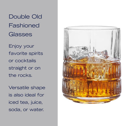 Mikasa Carrick Double Old Fashioned Rocks Whiskey, Set of 4