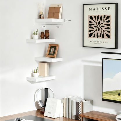 Mifurn Floating Shelves for Wall 12 inch White Shelves Bathroom, Bedroom and Living Room, Wall Shelves & Book Shelf, Hanging Shelf, Modern Wooden Wall-Mounted Floating Shelf, Set of 2