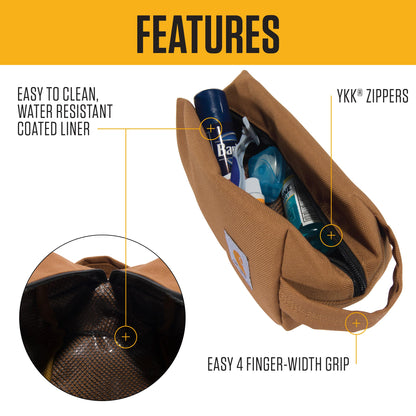 Carhartt Durable Travel Kit, Organize Essentials W/the Water Resistance Toiletry Bag, Carhartt Brown