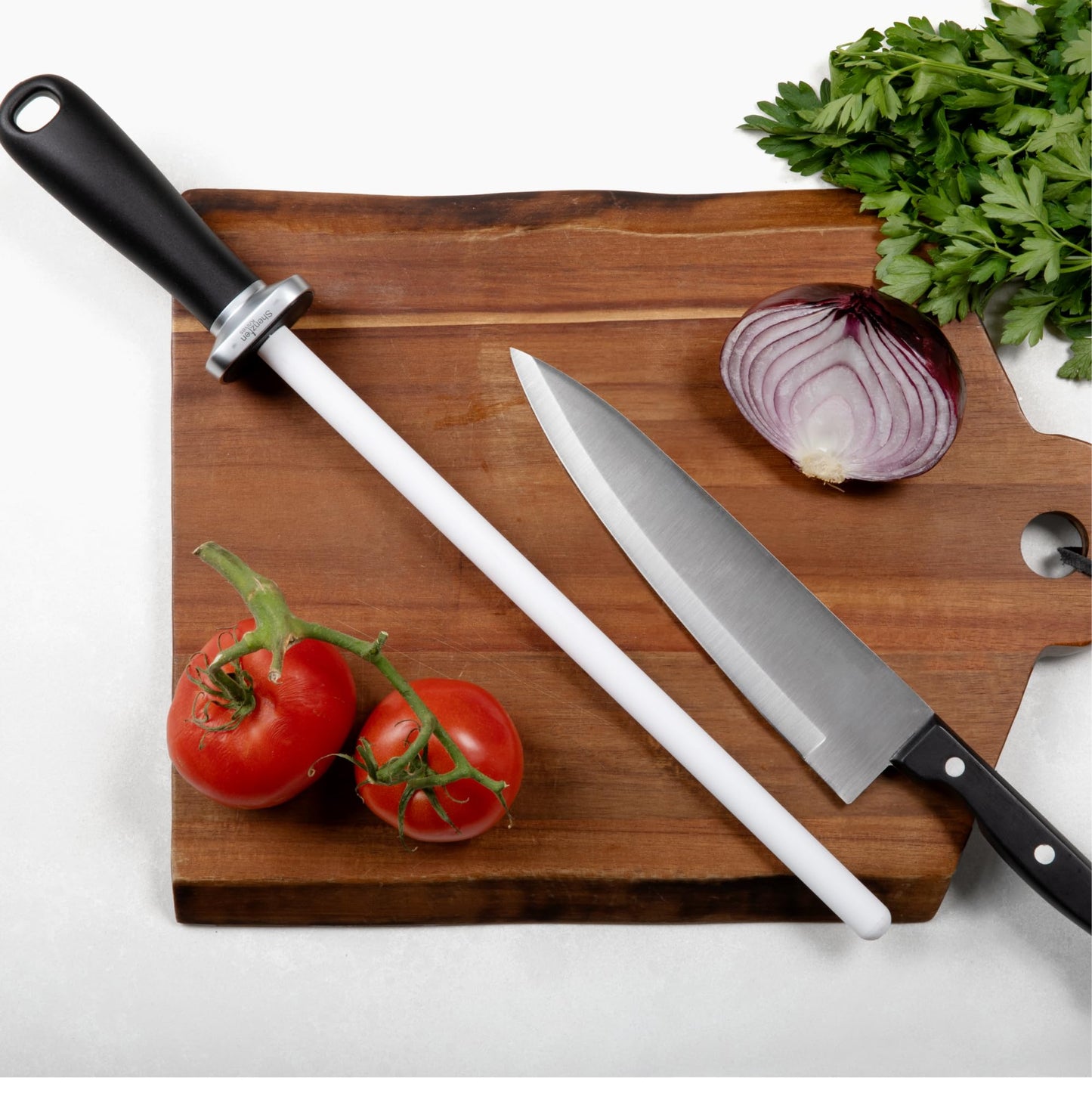 Shenzhen Knives White Ceramic Knife Sharpener Honing Rod: Best Professional Knife Sharpening Tool.12 Inch Honing Stick, Ceramic Honing Rod for Chef's Knife and Kitchen Knife