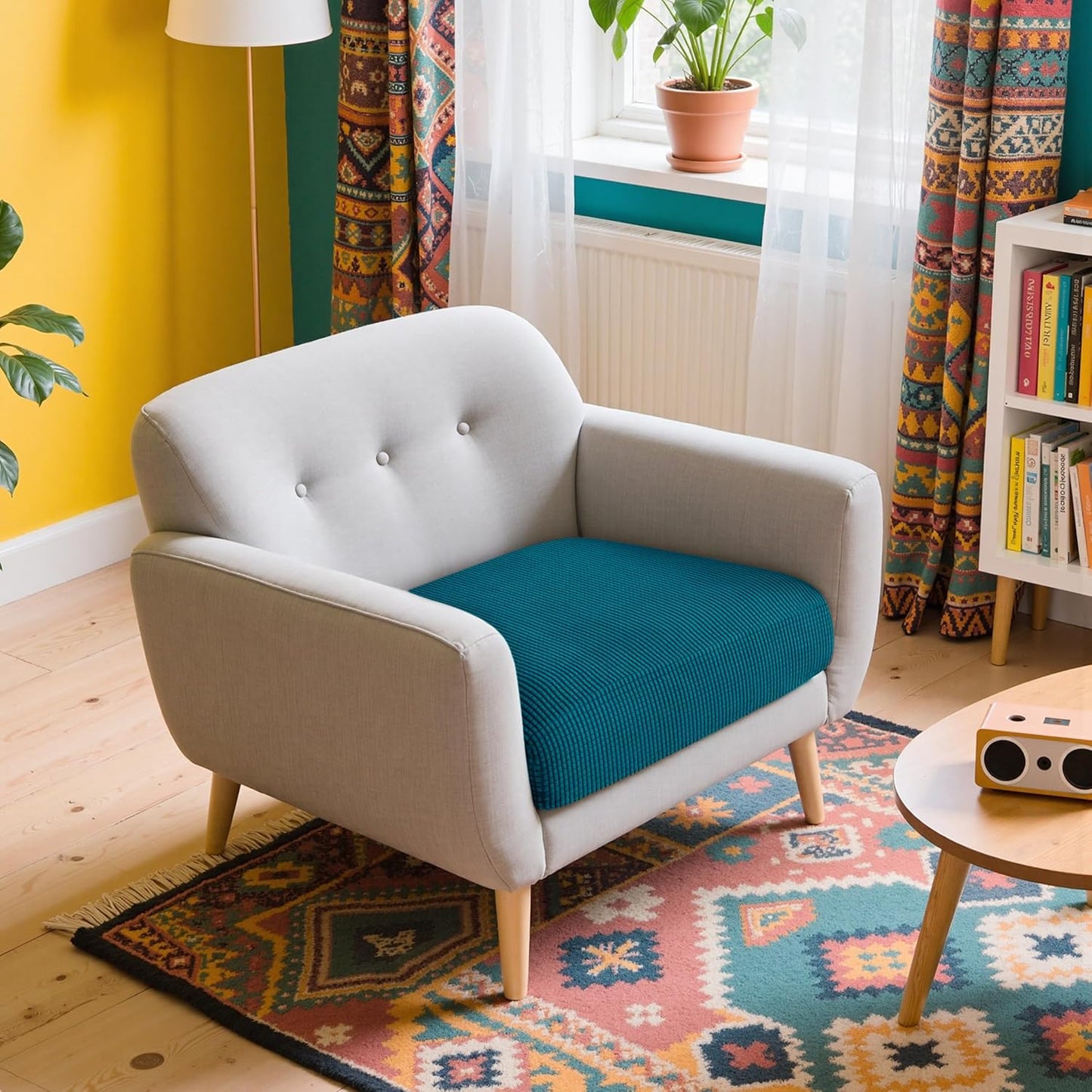 Hokway Couch Cushion Covers, Stretch Sofa Seat Cushion Slipcover Protector (Teal, Small)