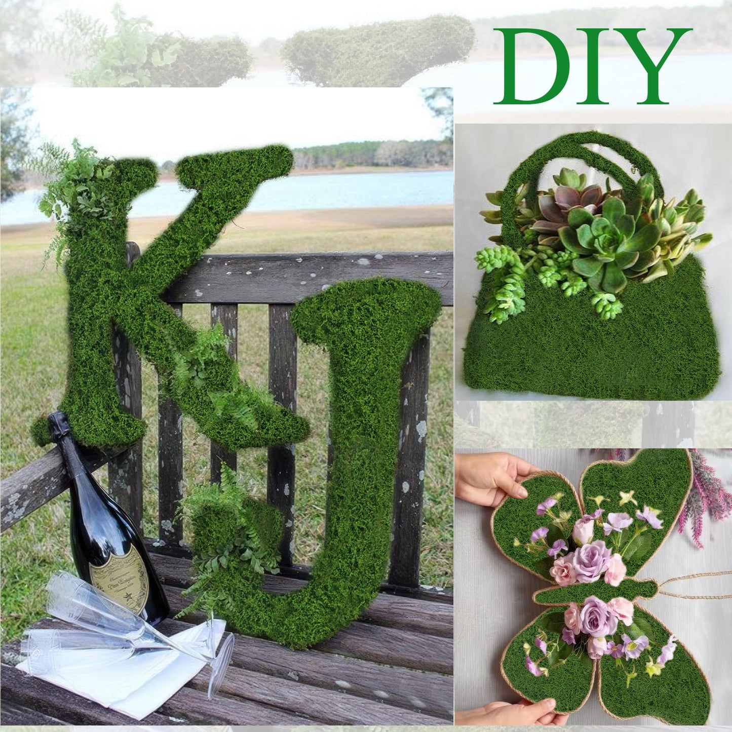FAICOIA Fake Moss Mat 39" x 39" Faux Moss Blanket for Indoor Plants Dark Green Mossy Table Runner Artificial Moss Rug for Decorating Planters Crafts DIY Fairy Garden Floral Wedding 100 x 100cm