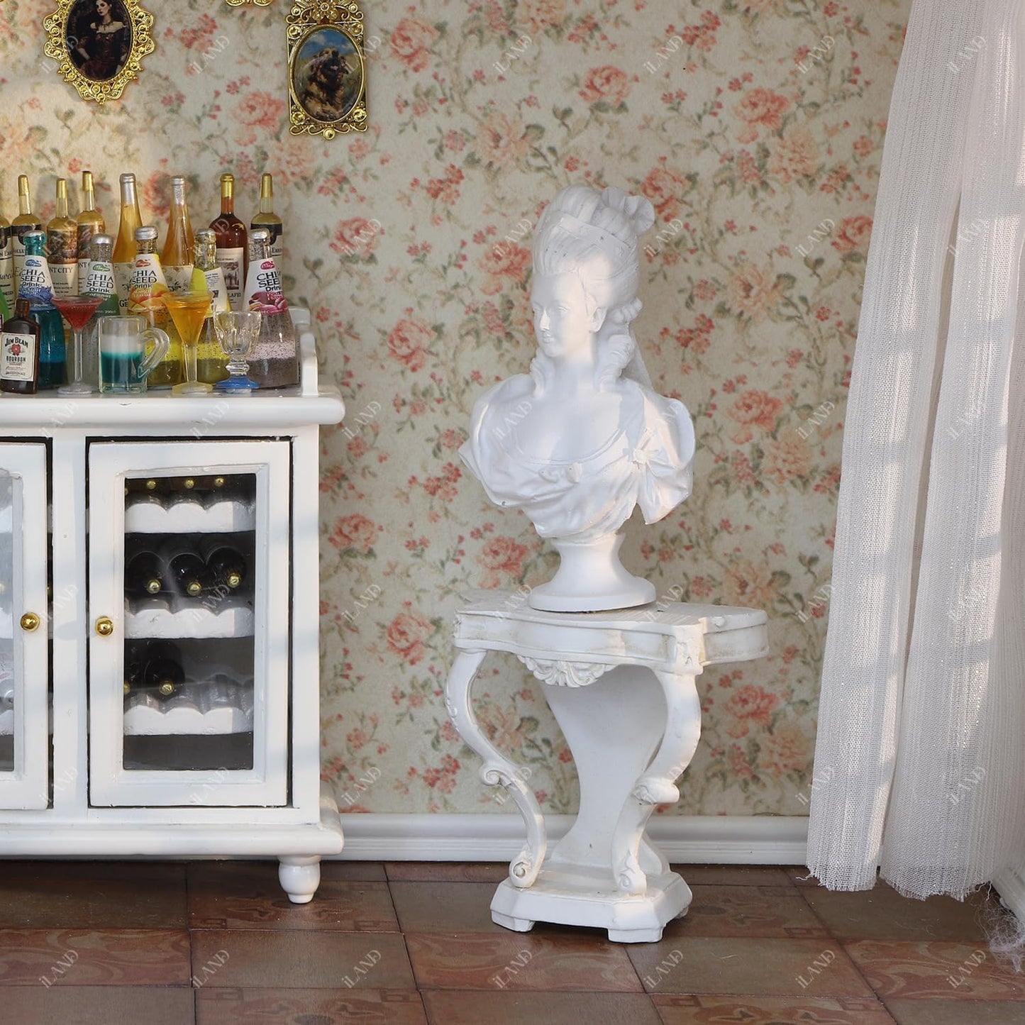 iLAND Dollhouse Furniture on 1/12 Scale Miniature Dollhouse Table Victorian Furniture for Doll House Living Room Fairy Garden Accessories Mini House Decor Classical Rococo