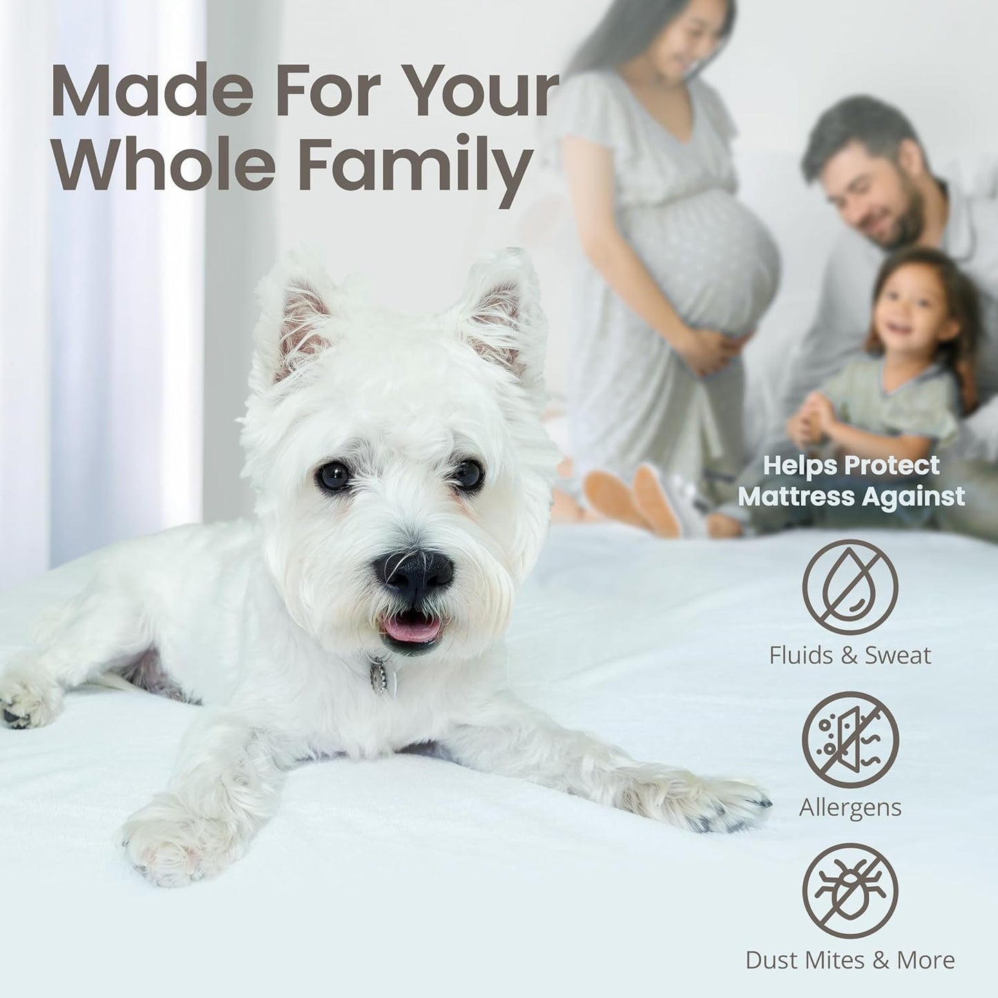18" SafeRest Waterproof Mattress Protector Twin Size Absorbent Breathable Soft Fitted Bed Cover with Deep Stretchable