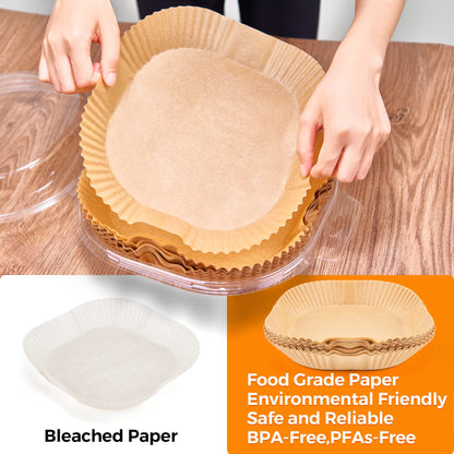 Air Fryer Paper Liners, 200pcs Air Fryer Liners Disposable, 8" Square Baking Liner for 5-8 qt Airfryer Basket, Non-stick and Oil Proof Parchment Paper for Oven, Pans & Baking