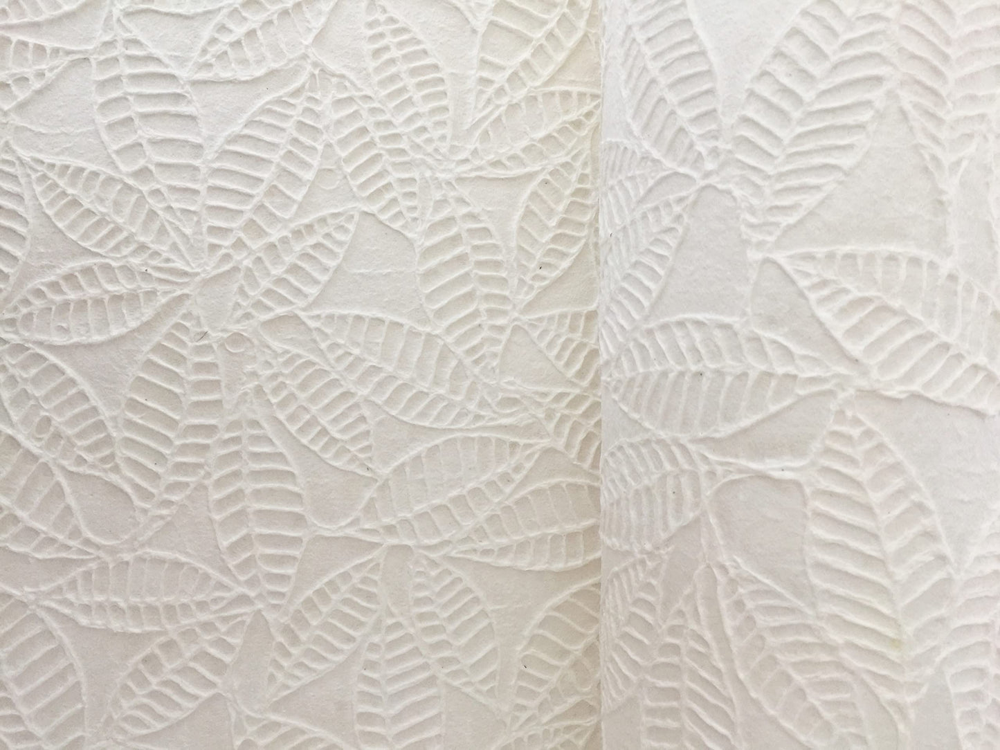 MULBERRY PAPER, EMBOSSED LEAVES, WHITE MULBERRY PAPER SHEET