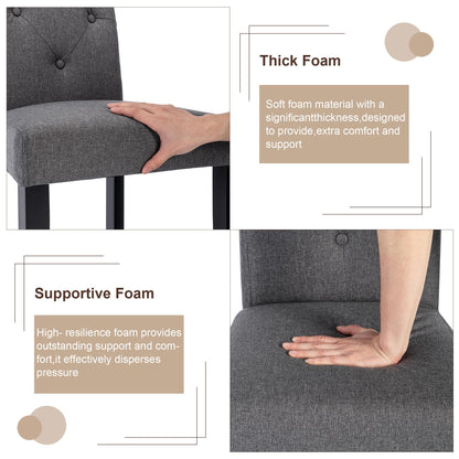 VECELO Upholstered Dining Chairs Set of 6, Modern Fabric and Solid Wood Legs &High Back for Kitchen/Living Room- Dark Gray