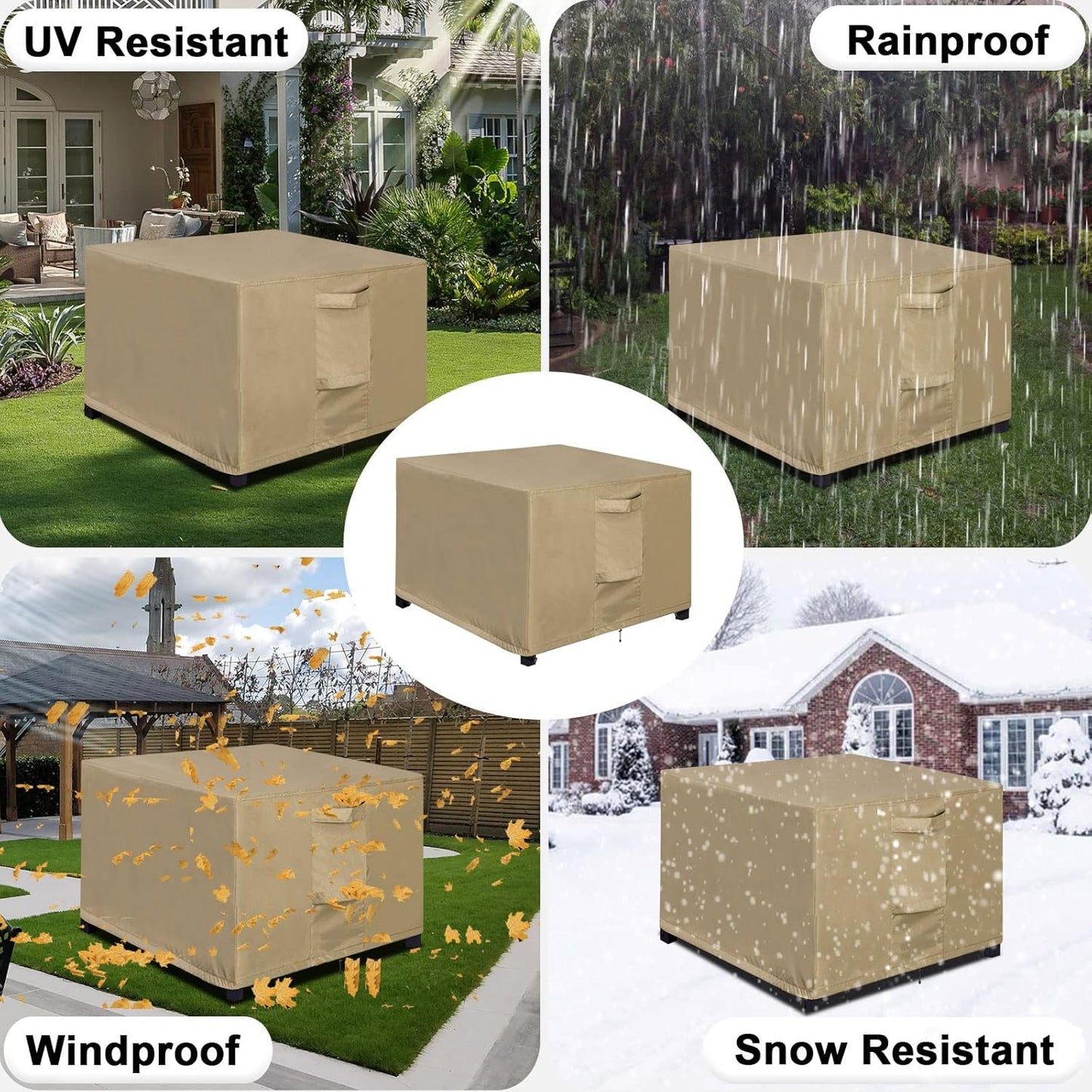 21L 21W 17H Inch, OutdoorLines Outdoor Waterproof Patio Ottoman Covers - Rectangle UV-Proof Patio Side Table Cover