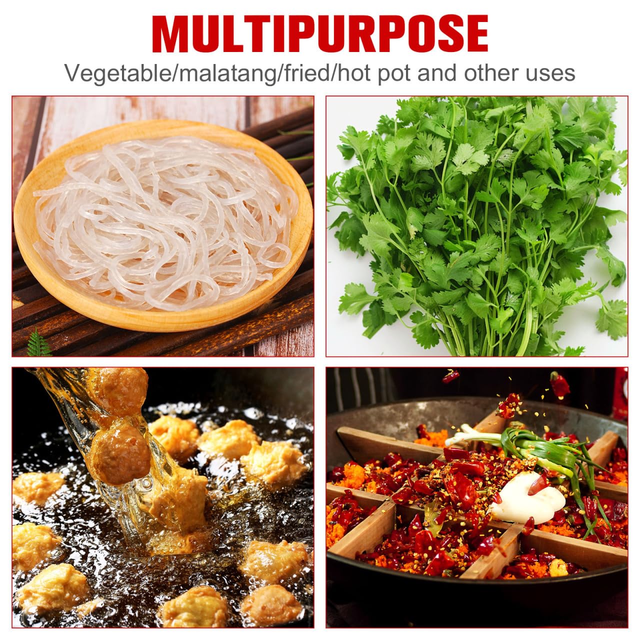 Luxshiny Hot-Pot Side Colanders Stainless Steel Mesh Strainer 6.49 Inch Hanging Basket for Cooking Noodles and Blanching in Kitchen