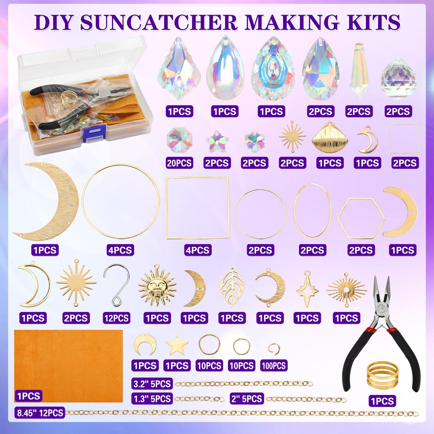 Sun Catcher Kits for Adults, 228pcs DIY Suncatcher Making Supplies Arts and Crafts for Girls Women Hanging Ornaments for Indoor Windows Prism with Crystal Balls Gift for Birthday Mother's Day