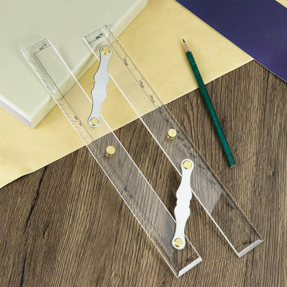 QWORK Parallel Ruler with Clear Markings, 12 in Navigation Plotting Tool, Clear Scale Nautical Plotter, Mapping Points to Pull Parallel Ruler