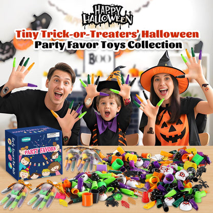 WESAYEE 338 PCS Halloween Party Favors for Kids - 24 Pack Halloween Goodie Bags Stuffer With Glove Treat Bags Fillers, Small Gifts Bulk Toys for Kids Classroom Favors, Party Carnival Prizes