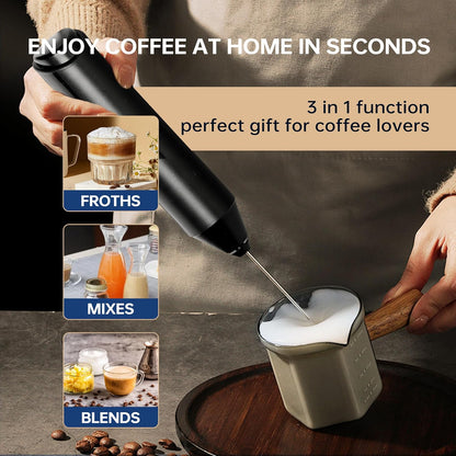 2024 YSSOA Electric Milk Frother Handheld with Stainless Steel Stand Battery Operated Whisk Drink Mixer for Coffee