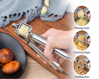 Garlic Press Stainless Steel Heavy Duty | Ergonomic Easy-Press Garlic Mincer for Arthritis & Weak Hands | Easy to Clean, Dishwasher Safe Manual Garlic Crusher for Home Kitchen