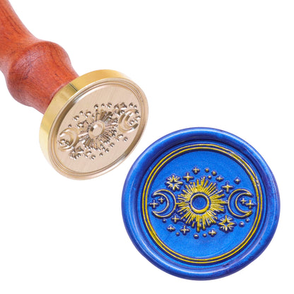 SWANGSA Sun and Moon Wax Seal Stamp Kit with 200pcs Sealing Wax Beads, Great for Embellishment of Invitations, Christmas, Wine Packages, Gift Idea