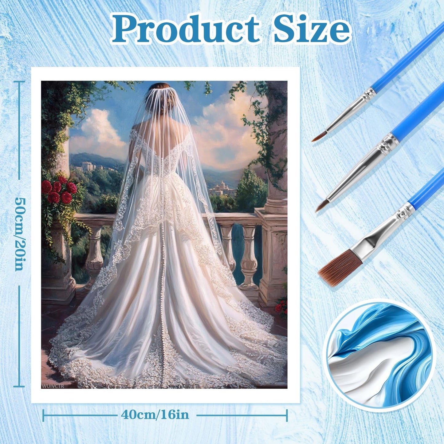 WUIVCTR Wedding Dress Paint by Numbers Kit for Adults, 16" x 20" Canvas Painting Kit for Beginners, Modern Aesthetic DIY Paint by Number on Canvas for Home Wall Decor