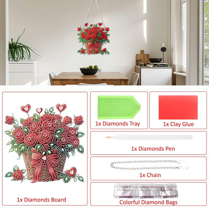 SENQAO Flower Diamond Art Hanging Kits for Adults Kids, Diamond Art Suncatchers Bouquet, 5D Special Shaped Crystal Diamond Painting Kit Valentine's Day, Window Pendant Gem Art Kit for Home Wall Decor