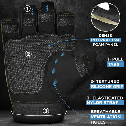 RDX Weight Lifting Gloves Gym Fitness Workout, Anti Slip Palm Protection Half Finger Exercise Glove for Powerlifting Deadlifting Bodybuilding Calisthenics Cycling Rowing Climbing Training, Men Women