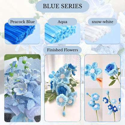 Rochoseng Pipe Cleaner Flower Kit 1000 PCS DIY Bouquet Craft Set Chenille Stems Flower Making Kit with Tools and Tutorials for Beginners and Craft Lovers