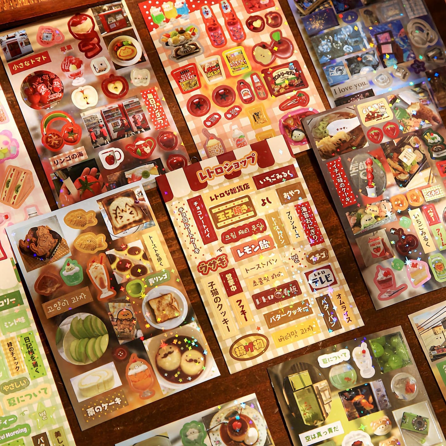 Japanese Kawaii Sticker Book 2 Pack, Die-Cut Cute Food & Manga Style Aesthetic Stickers for Journaling, Scrapbooking, Planners, Junk Journal Supplies (A+B)
