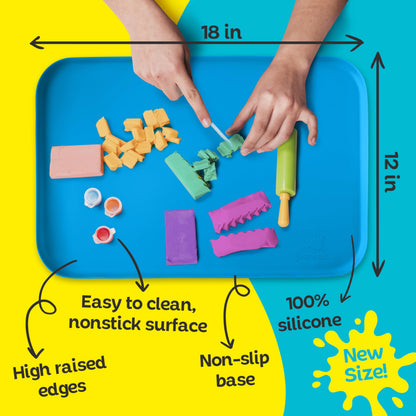 Just Messin' Silicone Art Mat Bundle – 12”x18” Mat with High .6" Edge, Blue & Green, Non-Slip, Heat Resistant for Crafts, Resin,Paint & Jewelry-Making