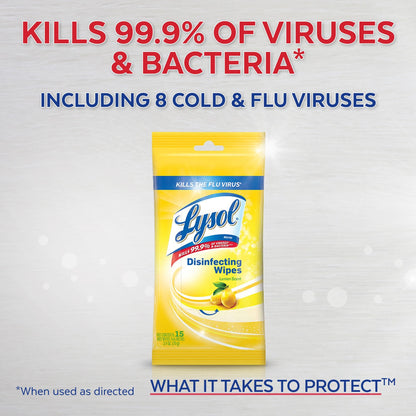LYSOL Disinfecting Wipes - Lemon & Lime Blossom To-Go Flatpack 15 ct. (Pack of 6)