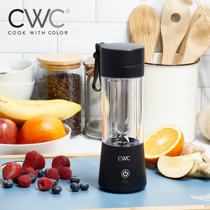 COOK WITH COLOR Mini Portable Blender - 250W Power, 12oz Capacity, Stainless Steel Blade, Wireless/USB Rechargeable, Grey