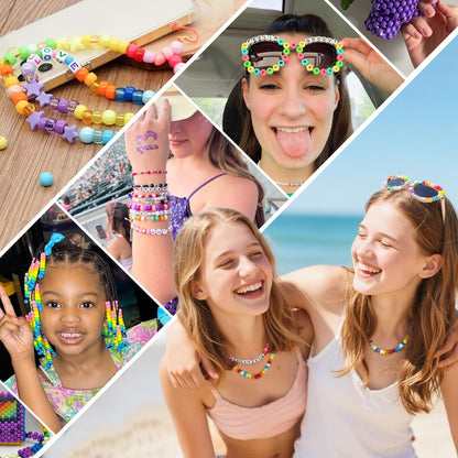 Gionlion 96 Colors 3550 Pcs Pony Beads Bracelet Making Kit, 5 Boxes Friendship Bracelet Kit with Letter Beads 6x9mm Rainbow Bead for Bracelets Jewelry Keychain Making Kit, Mothers Day Gifts Gifts