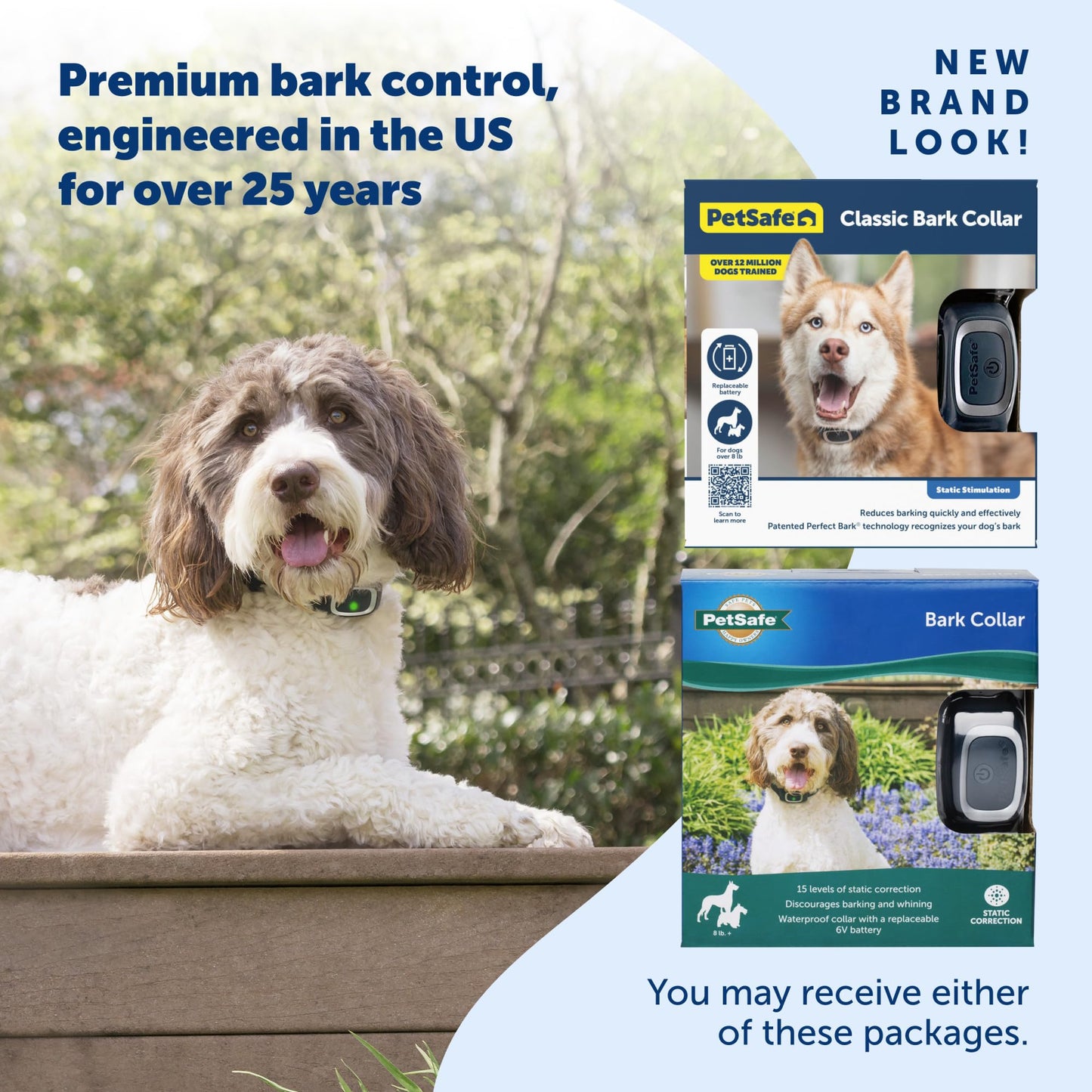 PetSafe Bark Control Collar, Waterproof Basic Bark Control Collar for Small Medium or Large Dogs 8 lb. and Up, Anti-Bark Static Correction Training Device for Canines