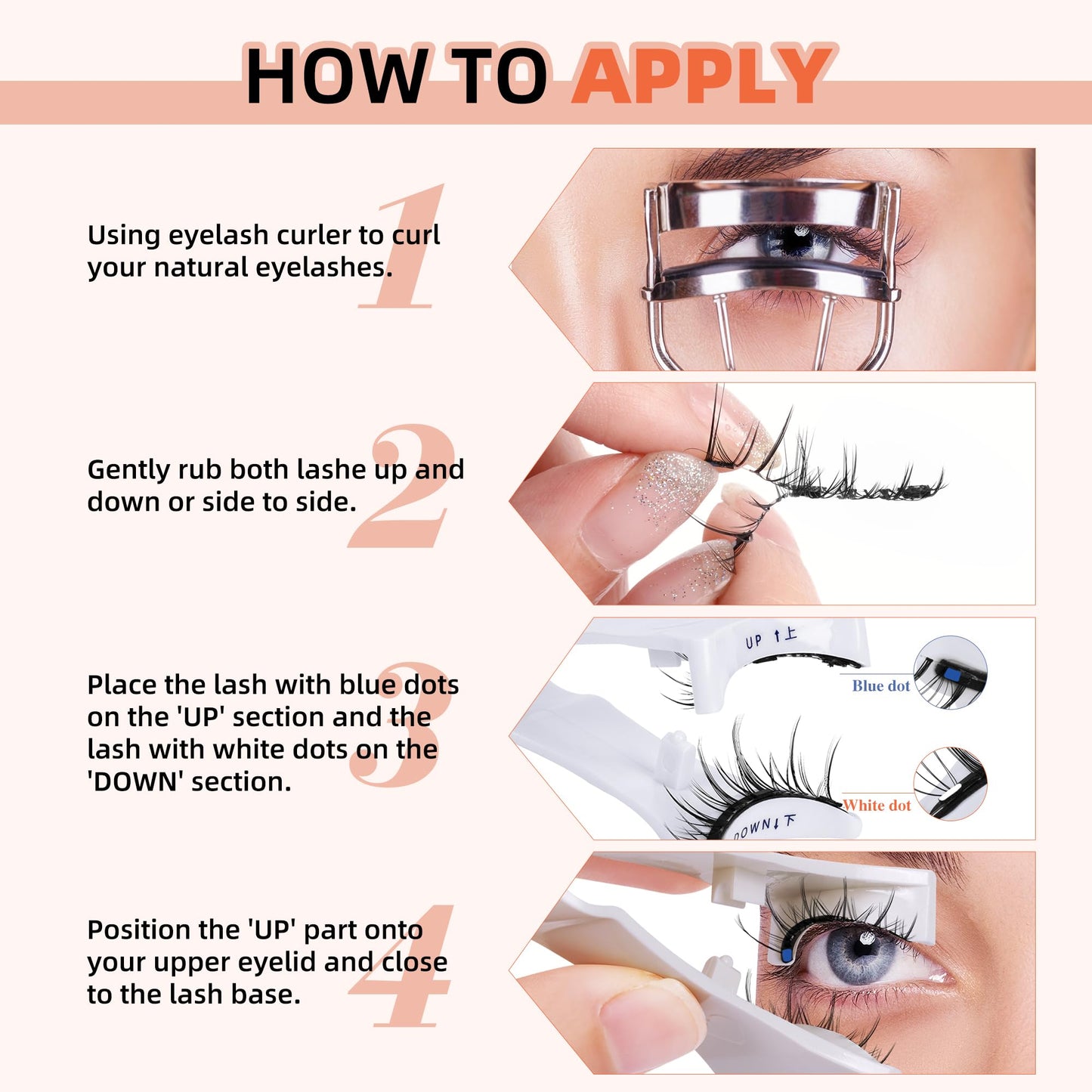 Mayhug Magnetic Eyelashes Natural Look Magnetic Lashes No Glue Magnetic Eyelashes without Eyeliner Clear Band Lashes Fluffy Lashes Extensions Magnetic Eyelashes with Applicator (2 Pairs)