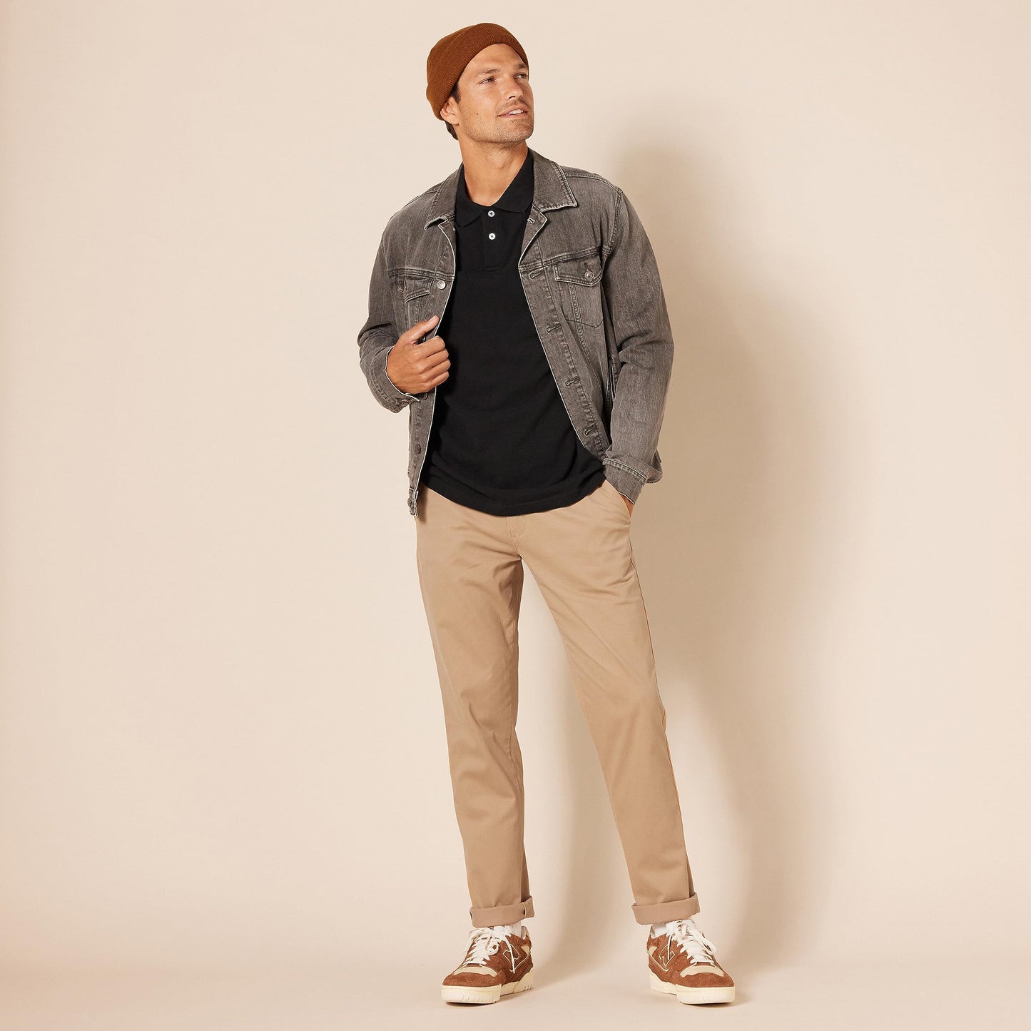 Amazon Essentials Men's Athletic-Fit Casual Stretch Chino Pant (Available in Big & Tall), Mushroom Brown, 34W x 32L