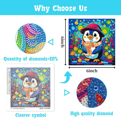 Libfx Diamond Art Kits for Kids 4 Pcs Diamond Art for Girls Boys Beginners Arts and Crafts for Kids Ages 8-12 (Dog Cat Penguin Owl)