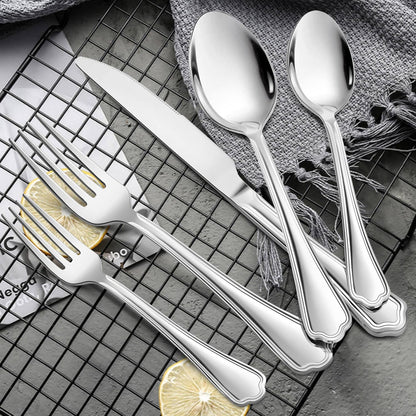 LIANYU 20-Piece Silverware Cutlery Set for 4, Stainless Steel Flatware with Scalloped Edge, Dishwasher Safe