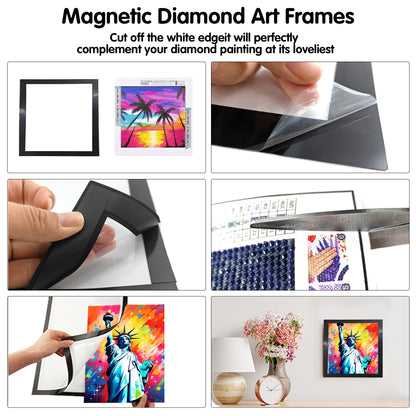 SKRYUIE 12x12 Inch Diamond Art Kits for Adults Frames - Magnetic Self-Adhesive, 6-Pack (Black) - Perfect for 10x10 Inch Artwork Paint by Numbers - Suitabble Frames Painting for Wall Window Door