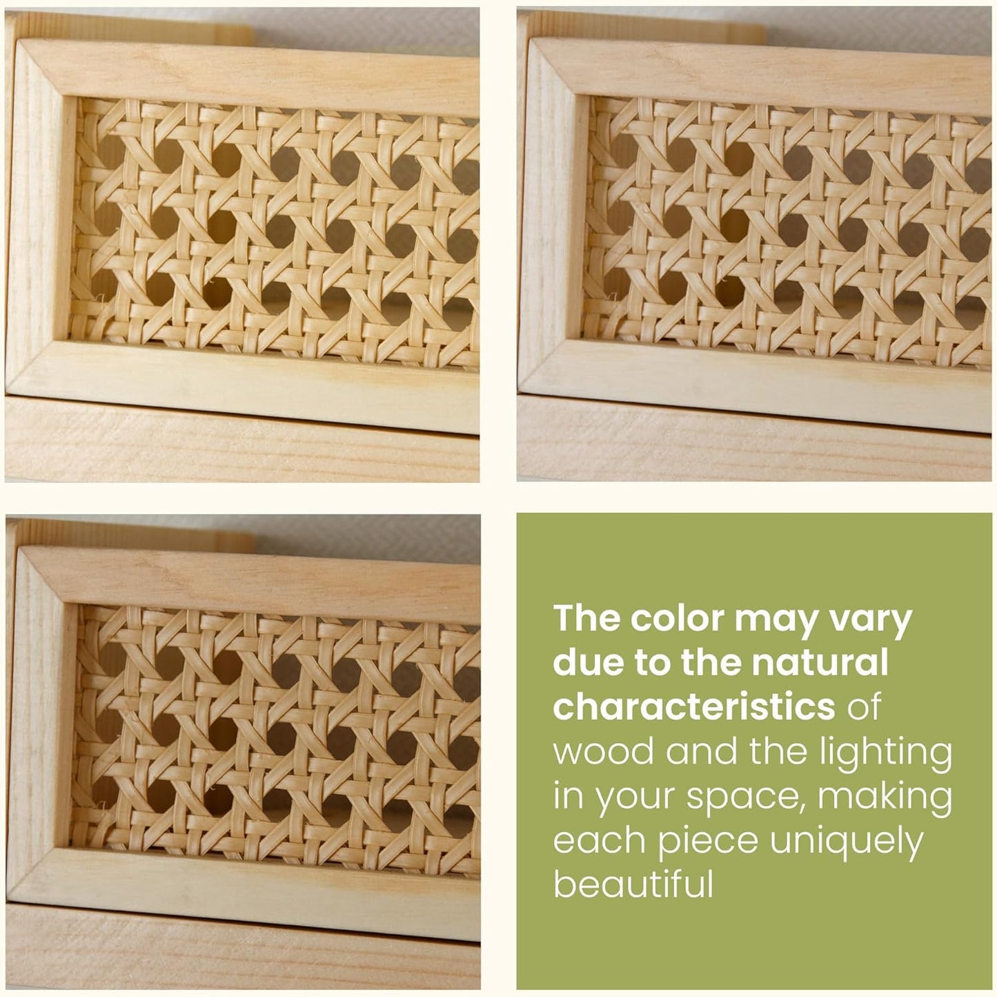 3 Pack, 16 Inch Rattan Wall Shelf Floating Shelves for Nursery, Boho Bookshelf for Baby Room Decor