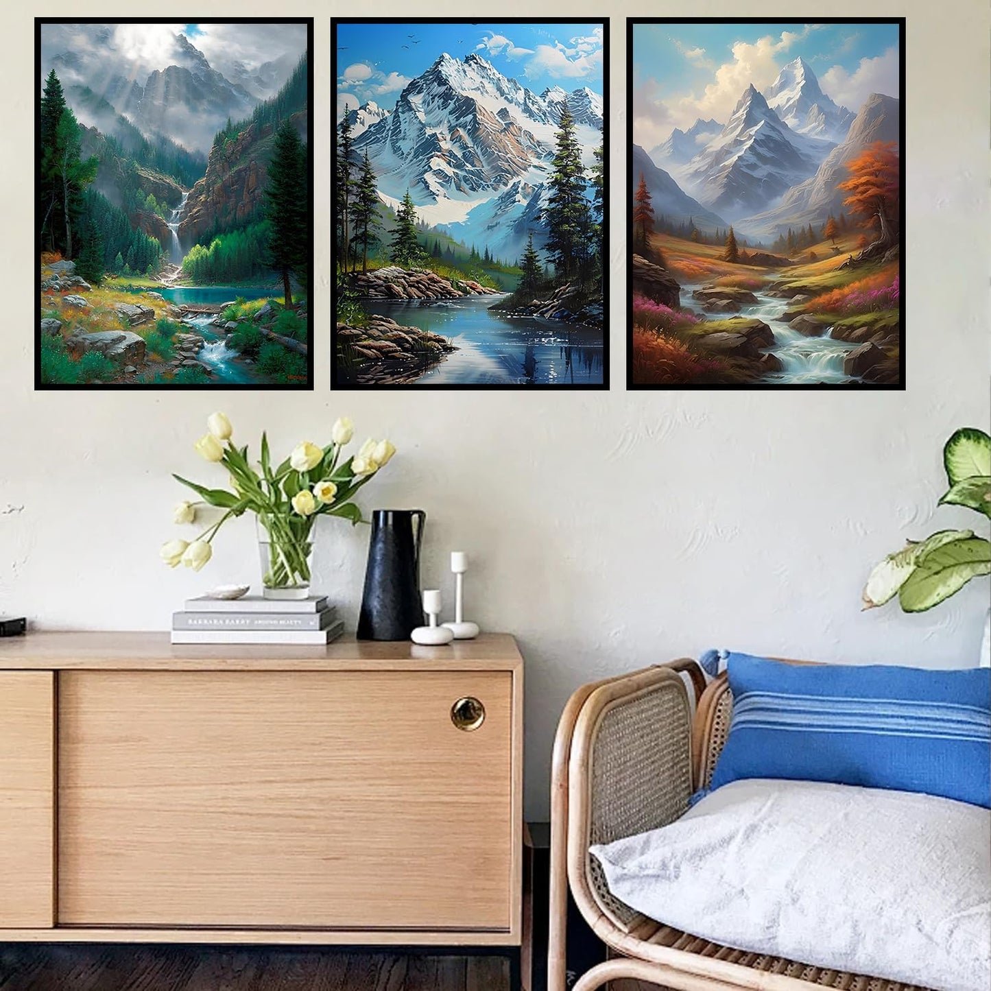 HHMATITS 3 Pack Landscape Diamond Art Kits for Adults - DIY Diamond Painting Kits for Beginners, 5D Mountain Diamonds Art Painting Round Full Drill for Home Wall Decor Gifts 12x16Inch