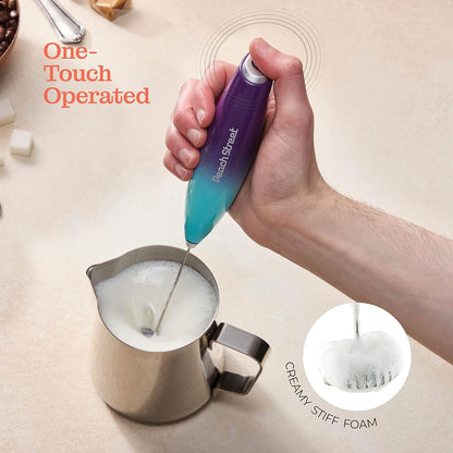Powerful Handheld Milk Frother, Mini Battery Operated Milk Foamer, Stainless Steel Drink Mixer for Coffee, Lattes,