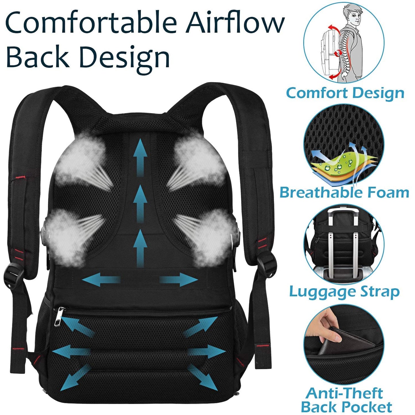 Jiefeike Travel Laptop Backpack,Extra Large Capacity TSA Friendly Anti Theft Backpacks with USB Charging Port,Water-Resistant Men Business College Computer Bookbag Fits 17 Inch Laptop&Notebook
