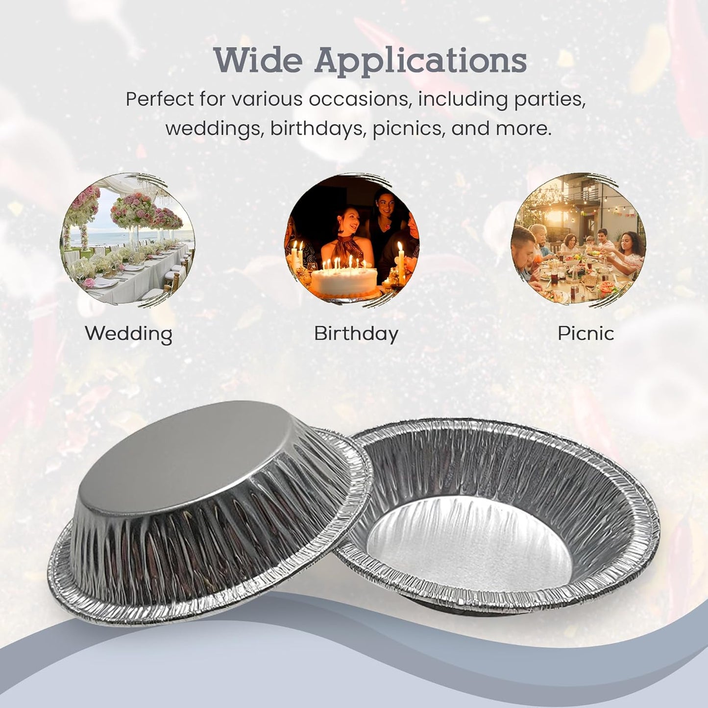 KitchenDance Disposable Aluminum Deep Tart Pan - 4 1/4 Inches Round, 50 Count for Baking, Cooking, Preparing Food