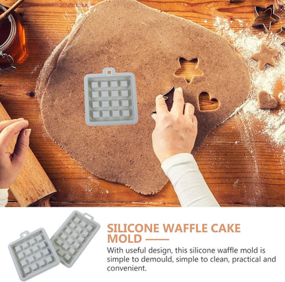 Hemobllo 2 Pcs Mini Silicone Waffle Mold Set for Baking, Rectangle Square Waffle Molds, Blue