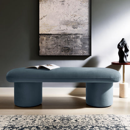 Modway Orla Performance Velvet Upholstered Bench in Cadet Blue