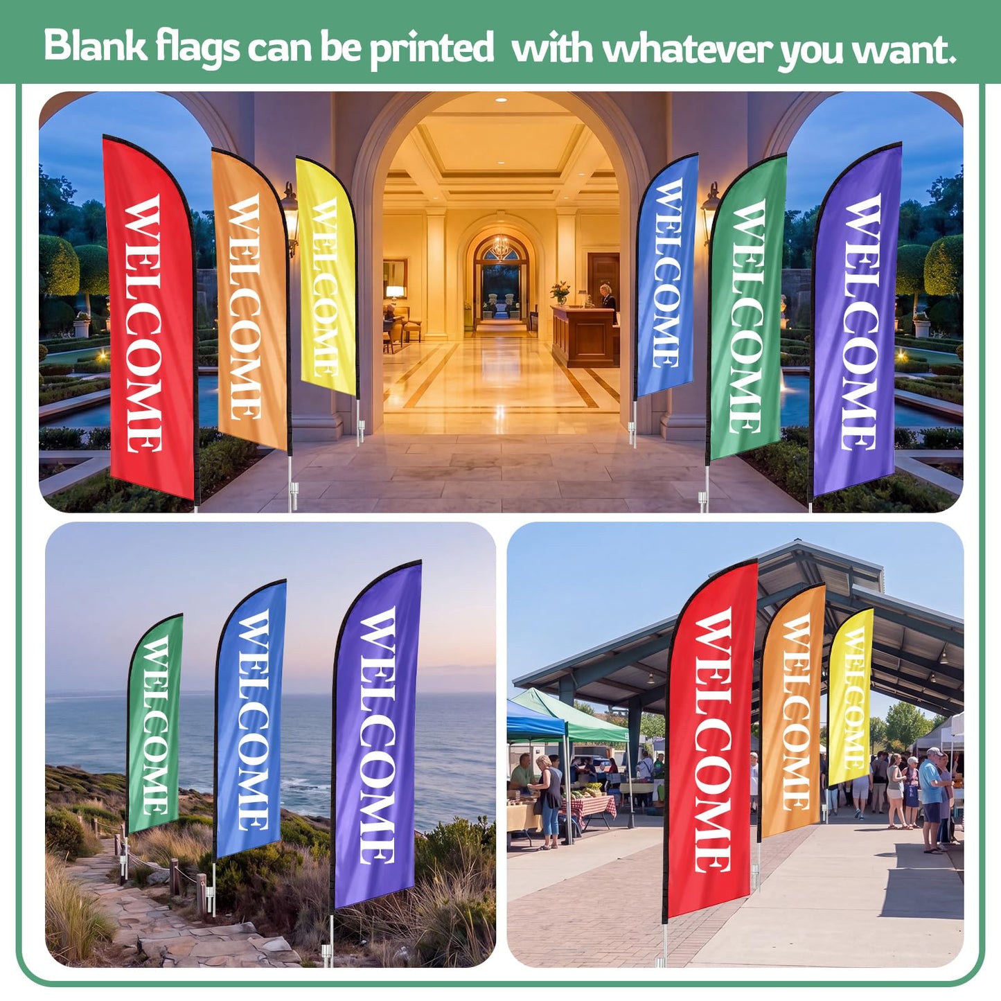 Chicplaid 6 Color Rainbow Feather Flag Bundle 15 FT Feather Flag Kit With Pole Includes Red, Orange, Yellow, Green, Blue, and Purple for Gay LGBT Pride Day Parade and Outdoor Events