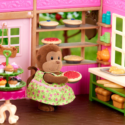 Li'l Woodzeez – Tickle – Your – Taste – Buds Bakery Dollhouse Playset with Furniture & Accessories for Pretend Play, Miniature Toy Food & Kitchen Set, 3+ Years
