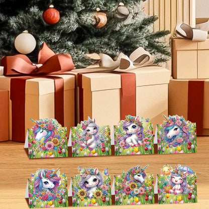 POETRYDRAW 8 Pack 5D DIY Diamond Art Painting Christmas Greeting Card Kit, Diamond Art Birthday Holiday Greeting Card, Crafts Kit Creative with Envelope