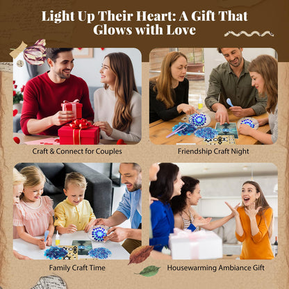 GYHPD DIY Turkish Mosaic Lamp Kit, Stained Glass Table Lamp Making Kit - Fun, Easy, No Experience Required, Complete Mosaic Art & Craft Project Kit for Adults & Teens, Make Your Own Table Lamp (Blue)